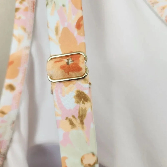 KONA SOL Women's Swim Suit‎ Adjustable Strap Orange Pink Flowers SZ 24W Modest - Picture 12 of 14